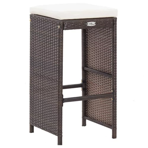  7 részes barna polyrattan kerti bárszett párnákkal