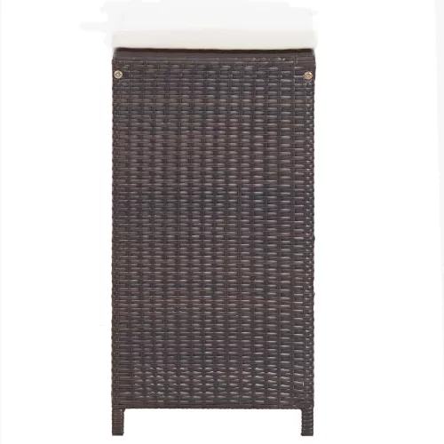  7 részes barna polyrattan kerti bárszett párnákkal