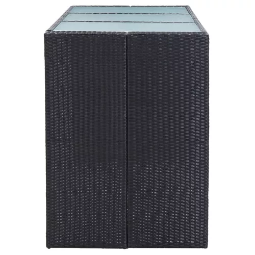  7 részes fekete polyrattan kerti bárszett párnákkal
