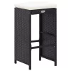  7 részes fekete polyrattan kerti bárszett párnákkal