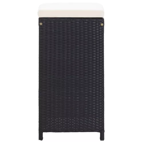  7 részes fekete polyrattan kerti bárszett párnákkal