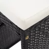  7 részes fekete polyrattan kerti bárszett párnákkal
