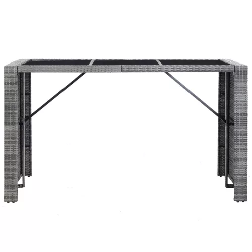  7 darabos szürke polyrattan kerti bárszett párnákkal