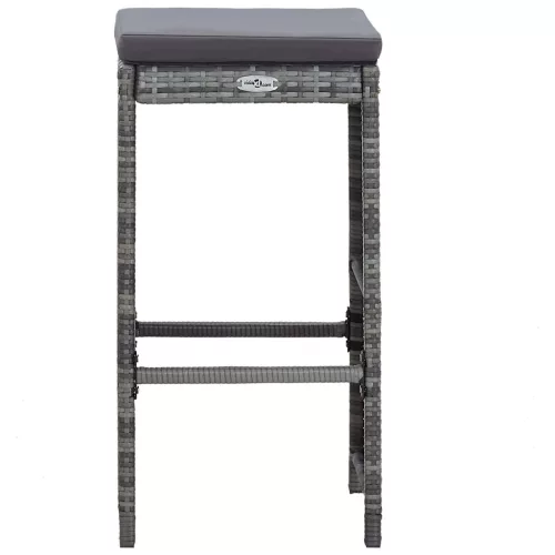  7 darabos szürke polyrattan kerti bárszett párnákkal