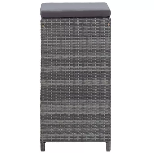  7 darabos szürke polyrattan kerti bárszett párnákkal