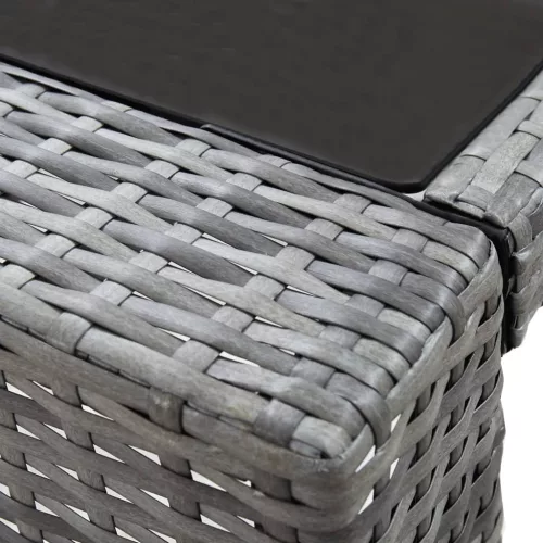  7 darabos szürke polyrattan kerti bárszett párnákkal