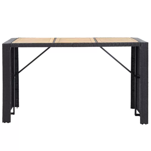  7 részes fekete polyrattan kültéri bárszett párnával
