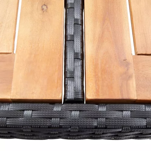  7 részes fekete polyrattan kültéri bárszett párnával