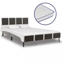   VID szürke és fehér műbőr ágy memóriahabos matraccal 140x200 cm