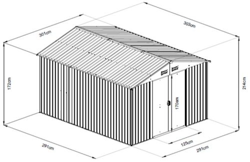 Archer stabil fém kerti tároló 9000 - 303cm x 301cm- antracit