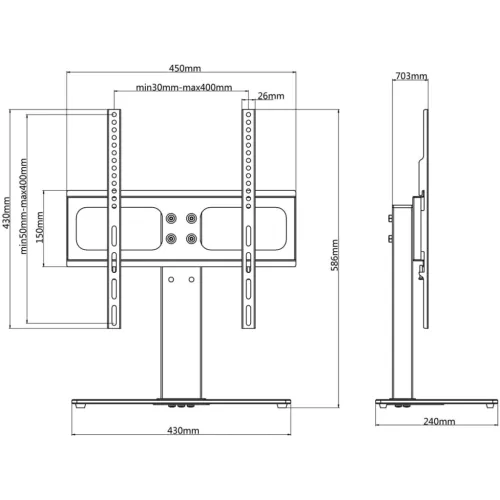  talpas TV-állvány 26-42" képernyőhöz max VESA 400x400 mm 30 kg"