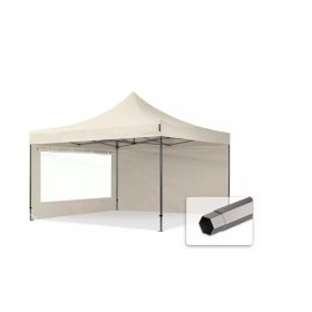   TP 4x4m összecsukható 750N acél vázas pavilon, 2 db oldalfallal - krém