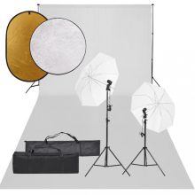   VID fotóstúdió-felszerelés lámpákkal, fehér háttérrel [600x300 cm] és reflektorral