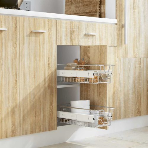  2 db ezüstszínű kihúzható drótkosár 300 mm