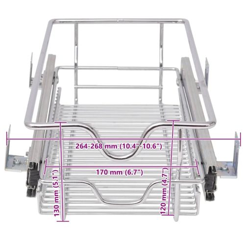  2 db ezüstszínű kihúzható drótkosár 300 mm