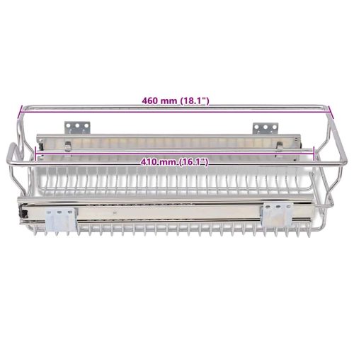  2 db ezüstszínű kihúzható drótkosár 300 mm