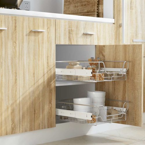  2 db ezüstszínű kihúzható drótkosár 500 mm