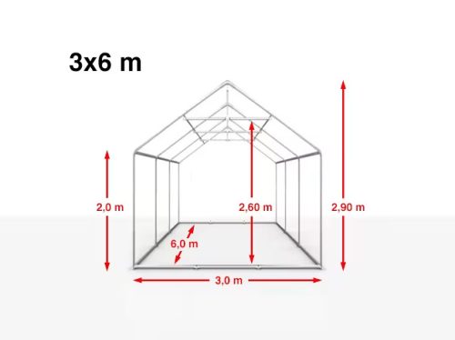 TP 3x6m erősített rendezvénysátor, PE 550 - fehér