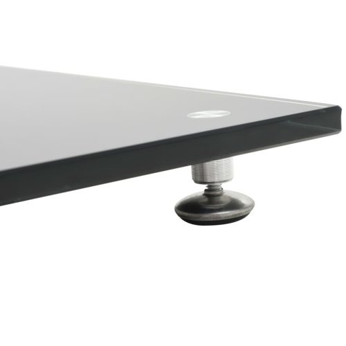  2 fekete edzett üveg kétoszlopos kialakítású hangszóróállvány