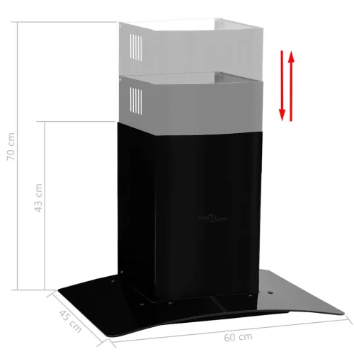  fekete rozsdamentes acél fali páraelszívó 756 m³/óra 60 cm