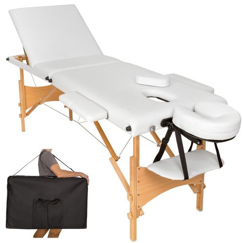 discontmania white 3-zone wooden massage bed with carry bag - 3104S