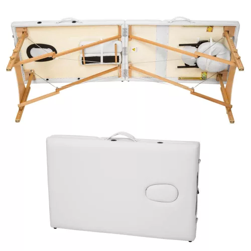 discontmania white 3-zone wooden massage bed with carry bag - 3104S