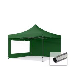   TP 4x4m összecsukható 750N acél vázas pavilon, 2 db oldalfallal - zöld