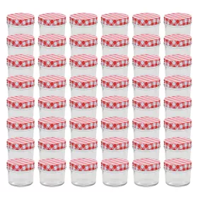  48 db 110 ml-es befőttesüveg piros-fehér tetővel