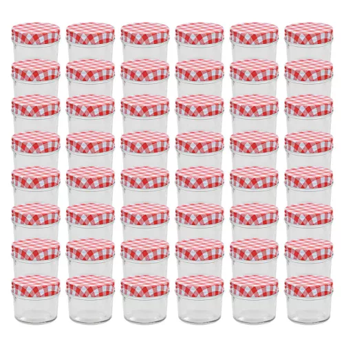  48 db 110 ml-es befőttesüveg piros-fehér tetővel