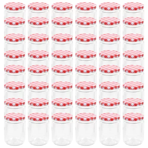  48 db 230 ml-es befőttesüveg piros-fehér tetővel