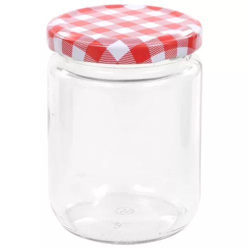  48 db 230 ml-es befőttesüveg piros-fehér tetővel