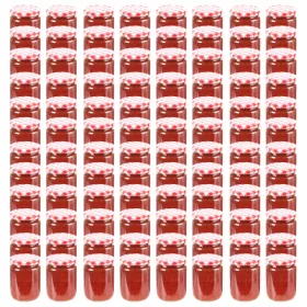  96 db 230 ml-es befőttesüveg piros-fehér tetővel