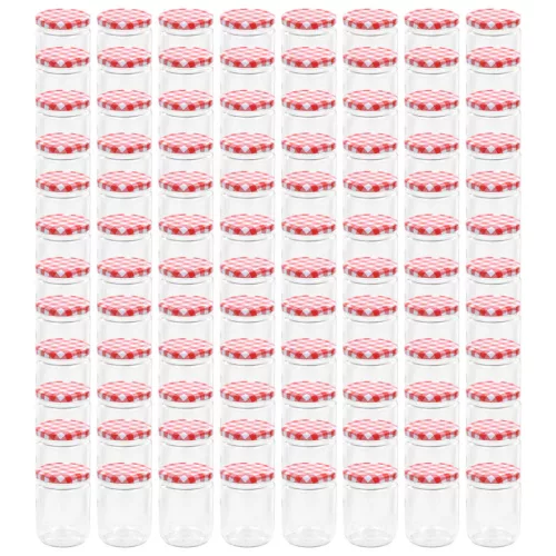  96 db 230 ml-es befőttesüveg piros-fehér tetővel