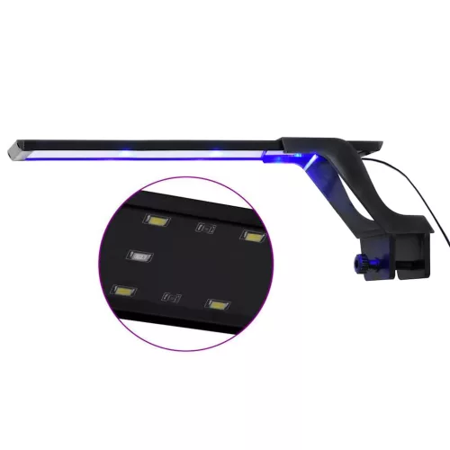  kék és fehér LED-lámpa akváriumhoz szorítóval 35 - 55 cm