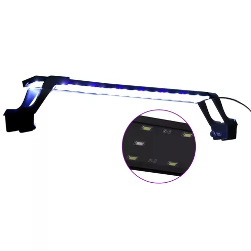  kék és fehér LED-lámpa akváriumhoz szorítókkal 55 - 70 cm