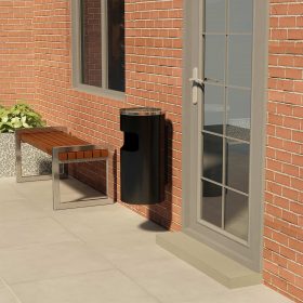  fekete acél fali szemeteskuka hamutartóval 26 liter