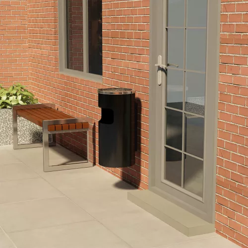  fekete acél fali szemeteskuka hamutartóval 26 liter