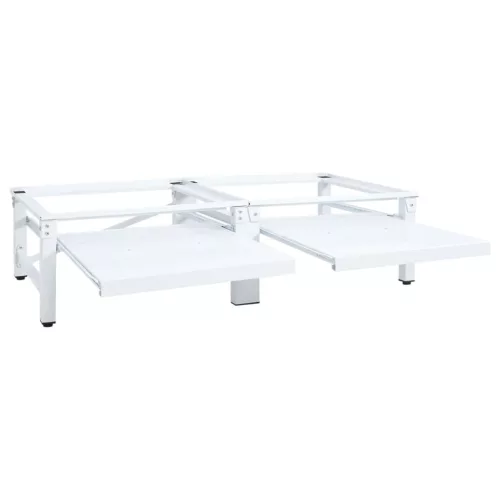  fehér mosó- és szárítógéptartó állvány kihúzható polcokkal