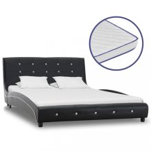VID fekete műbőr ágy memóriahabos matraccal 120 x 200 cm