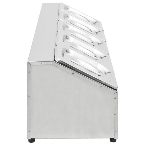  rozsdamentes acél gasztronorm tároló 5 db GN 1/6-os edénnyel 