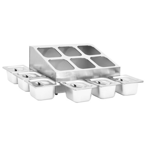  rozsdamentes acél gasztronorm tároló 6 db GN 1/6-os edénnyel