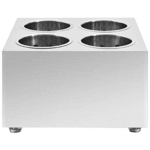  4 rekeszes négyszög alakú rozsdamentes acél evőeszköz-tároló 