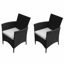 VID 2 db polyrattan kerti szék fekete színben