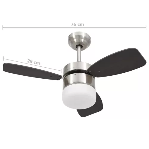  sötétbarna mennyezeti ventilátor lámpával/távirányítóval 76 cm