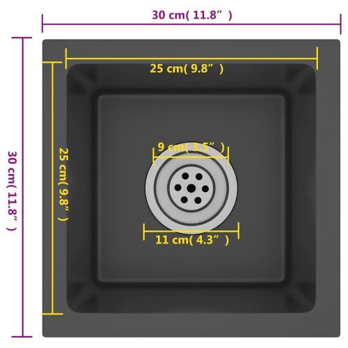  fekete kézzel készült rozsdamentes acél mosogató