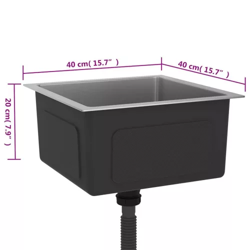  fekete kézzel készült rozsdamentes acél mosogató