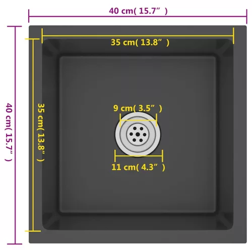  fekete kézzel készült rozsdamentes acél mosogató