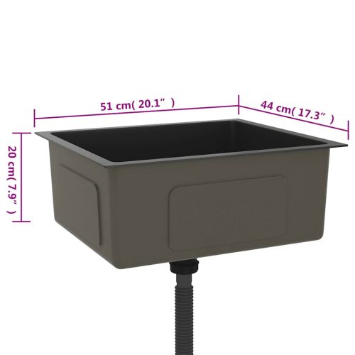  fekete kézzel készült rozsdamentes acél mosogató