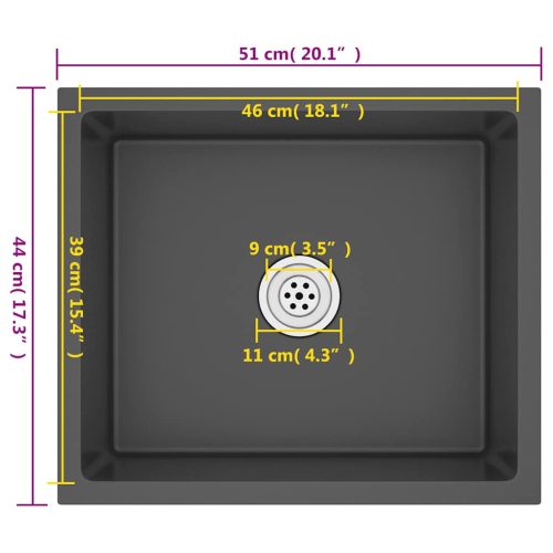  fekete kézzel készült rozsdamentes acél mosogató
