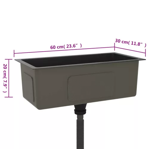  fekete kézzel készült rozsdamentes acél mosogató